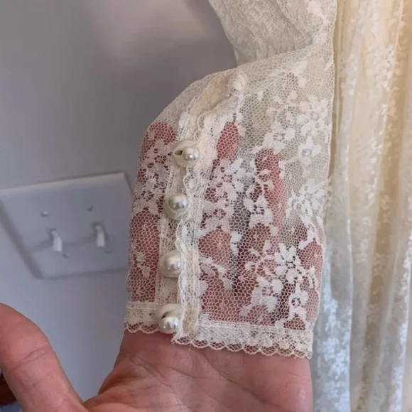 Gunne Sax cream lace maxi Dress